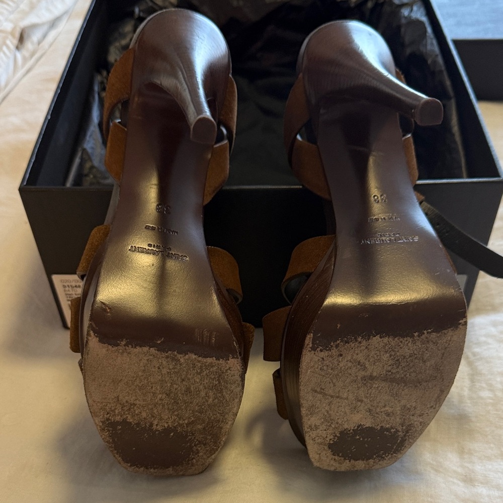 Yves Saint Laurent Brown Strappy Heels - Picture 3 of 8